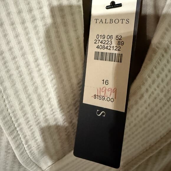 NEW Talbots Ivory Khaki Striped Blazer Jacket Sz 16 Single Button 3/4 Sleeve - Picture 7 of 8